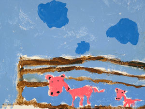 Piggies (acrylic on canvas)